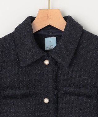 組曲 【KUMIKYOKU NAVY】ファンシーツイード 2WAYジャケット ネイビー系