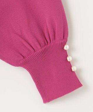 Feroux 【洗える】パールポイントパフスリーブ ニット パープル系