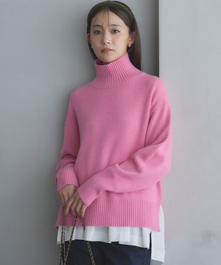 組曲 L ウールカシミヤミックス ロールネック ニット 【WEB限定】ローズピンク系9