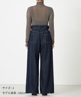 NAVE 【ReNAVE・洗える/軽量】ライトデニム ウエストギャザーパンツ ネイビー系