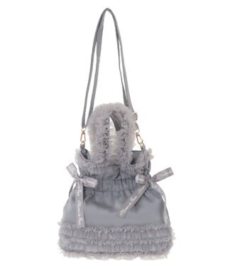 Maison de FLEUR チュールフリルダブルリボン2Wayトート Gray