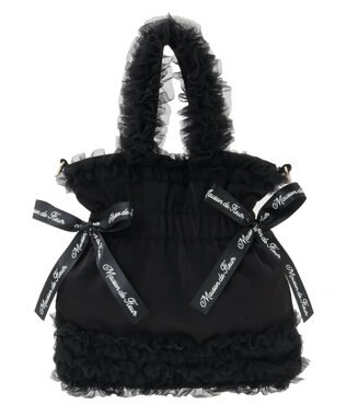 Maison de FLEUR チュールフリルダブルリボン2Wayトート Black