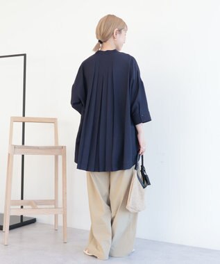 AMERICAN HOLIC 【WEB限定】接触冷感バンドカラーシャツチュニック Navy