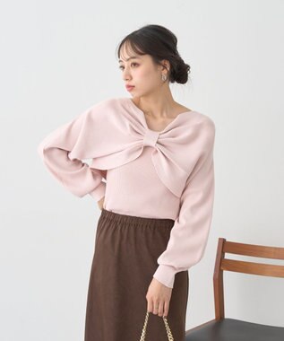 earth music&ecology 【WEB限定】リボンニットアンサンブル Pink