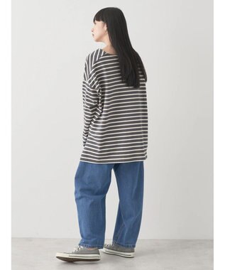 earth music&ecology バック釦ボーダーチュニック Charcoal Gray