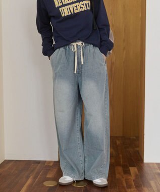 WEGO 【ANGIE VINTAGE】デニムイージーパンツ サックス