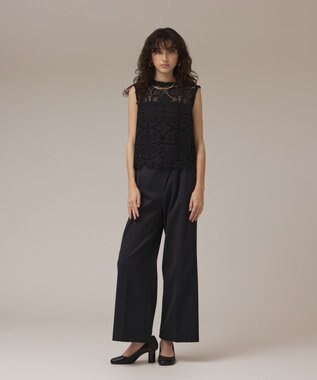 GRACE CONTINENTAL サークルレースノースリーブトップ ブラック