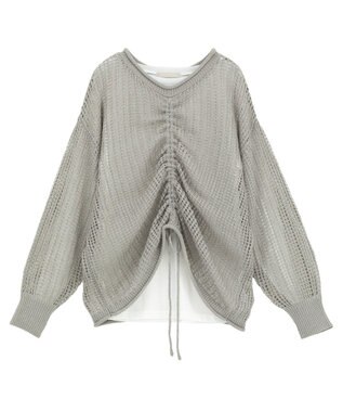 Green Parks ＳＥＴ２点２ｗａｙシャーリングニット＋インナー Gray