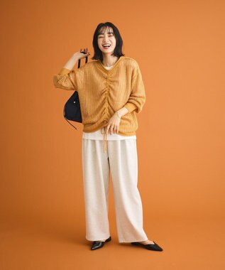 Green Parks ＳＥＴ２点２ｗａｙシャーリングニット＋インナー Orange