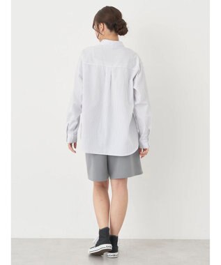 earth music&ecology ワンポイントロゴシャツ Stripe Gray