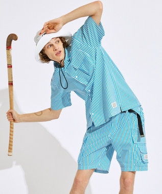 PW CIRCULUS 【高通気 / 軽撥水 / 軽量のDotAir 使用】【MEN】ストライプ柄オープンカラー サックスブルー系2