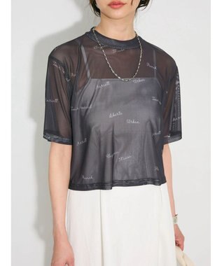 Green Parks ロゴ入りチュールトップス Black