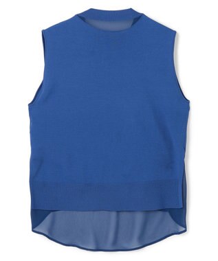 BEIGE， 【洗える】VALOIS / バックシフォンレーヤードニット Blue
