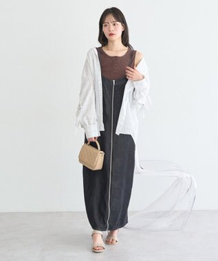 earth music&ecology 【綿100％】ピコミシンヘンリーネックタンクトップ Brown