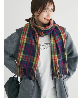 Green Parks カラーチェックストール Red