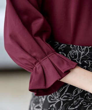 Tiaclasse 【洗える】タックスリーブカットソートップス ボルドー