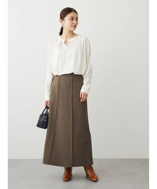 Green Parks きれいシルエット裾フレアスカート Khaki