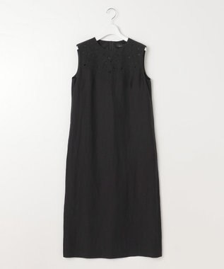 自由区 【洗える】エンブロイダリーノースリーブ ワンピース ブラック