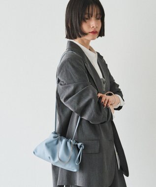 russet レザー巾着ミニショルダーバッグ(CE-1637) L.Blue