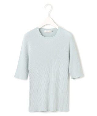 ICB L 【洗える】ハイゲージリブベーシック プルオーバーニット アッシュブルー系