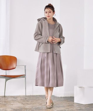 Tiaclasse ウールライクフーデットショートコート モカ