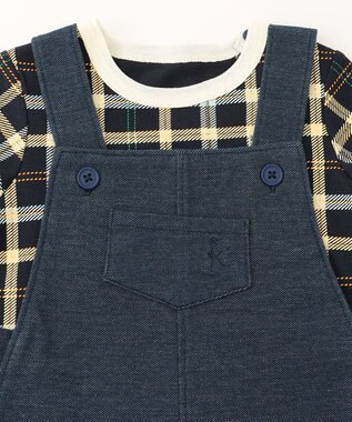 組曲 KIDS 【80-90cm】Check 半袖オーバーオール ネイビー系5