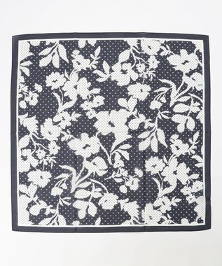 自由区 シルクコットンプリント スカーフ ブラック系