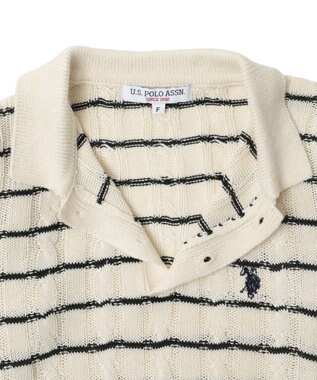 WEGO 別注USPOLO　ケーブルニットポロ ホワイトボーダー