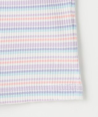 ANY KIDS オン・オフショルダー ボーダー Tシャツ ラベンダー系