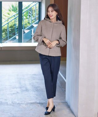 Tiaclasse ウールライクフーデットショートコート モカ