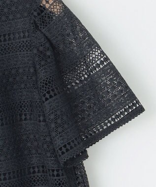 組曲 S ボーダーレース ブラウス ネイビー系