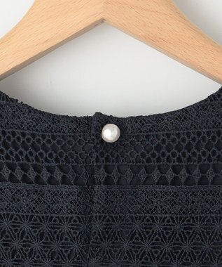 組曲 S ボーダーレース ブラウス ネイビー系