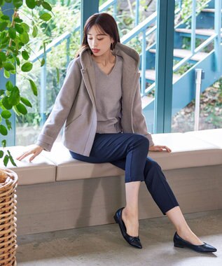 Tiaclasse ウールライクフーデットショートコート モカ