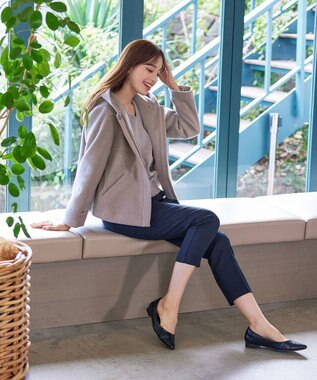 Tiaclasse ウールライクフーデットショートコート モカ