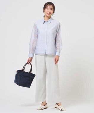 J.PRESS LADIES S ジオメトリックレース ブラウス サックス系
