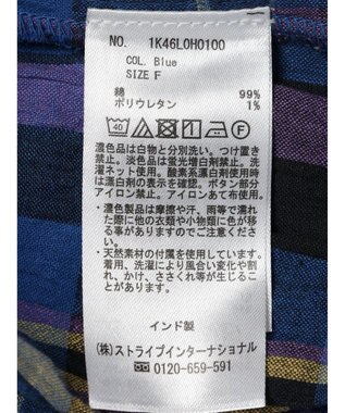 earth music&ecology 綿ＰＵクレープワンピース（ｃｈｅｃｋ柄） Blue