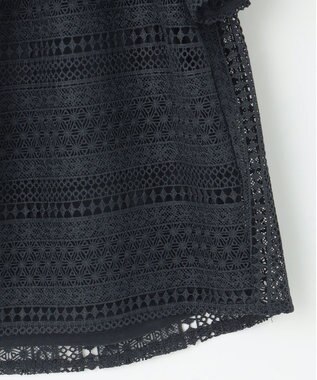 組曲 S ボーダーレース ブラウス ネイビー系