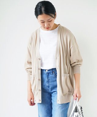 WHITE MAILS PAPER KNIT V-NECK CARDIGAN ベージュ