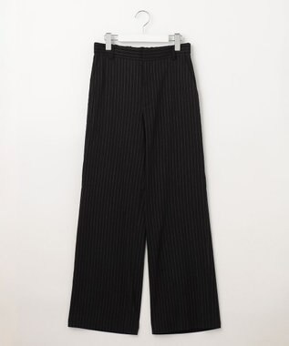 23区 【CLASSY.6月号掲載/洗える】リネンレーヨンストレッチ ワイドパンツ ブラックストライプ