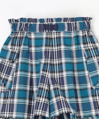 組曲 KIDS 【150-160cm】オーガニックコットンチェック ショートパンツ ネイビー系3