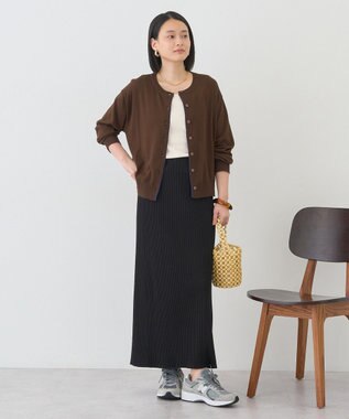 AMERICAN HOLIC 配色シアーカーディガン Brown