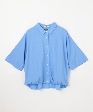 ANY ヨーロピアンリネンハーフスリーブシャツ ブルー