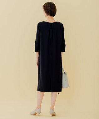 自由区 【XSサイズ～/洗える】ダブルフェイススーティング サックワンピース ネイビー系