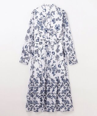 GRACE CONTINENTAL オリエンタルフラワープリントワンピース ホワイト