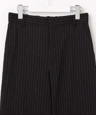 23区 【CLASSY.6月号掲載/洗える】リネンレーヨンストレッチ ワイドパンツ ブラックストライプ