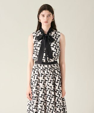 GRACE CONTINENTAL リボンプリントノースリーブトップ キナリ