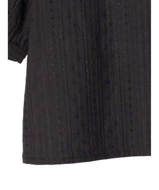 earth music&ecology 刺繍パフスリーブブラウス Black