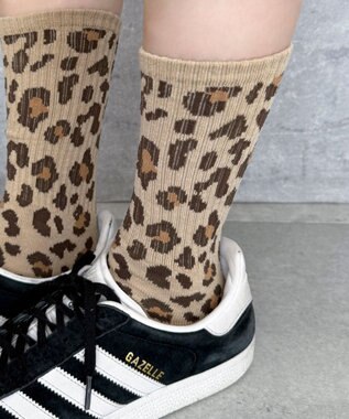 WEGO レオパード柄リブソックス