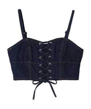 earth music&ecology レースアップデニムビスチェ Dark Indigo