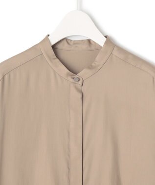 ICB 【WEB限定カラーあり・洗える】 シルキーサテン シャツブラウス モカ系［WEB限定］